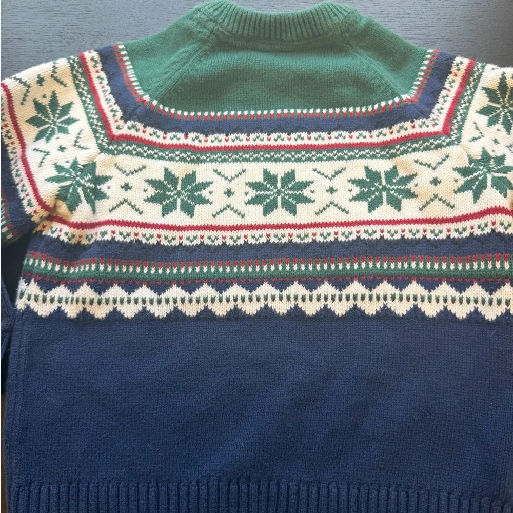 Gymboree Green & Navy Fair Isle Crewneck Sweater
